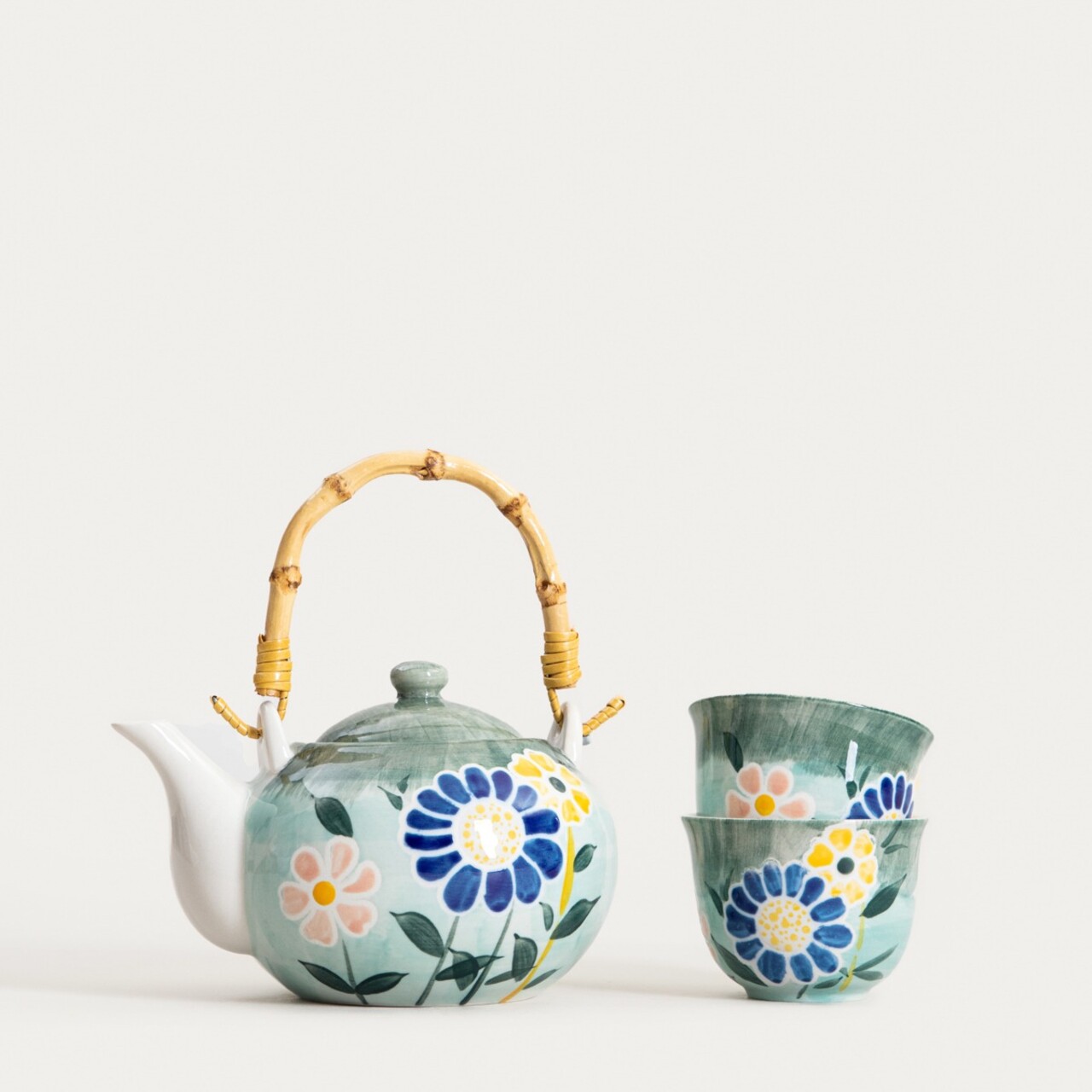 Set ceainic cu 2 cesti Limite, Homla, 820 ml, ceramica, multicolor - imagine 6